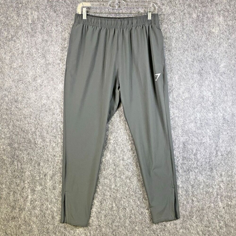 Gym Shark Womens Jogger Athletic Track Pants Gray Medium Drawstring Ankle Zip